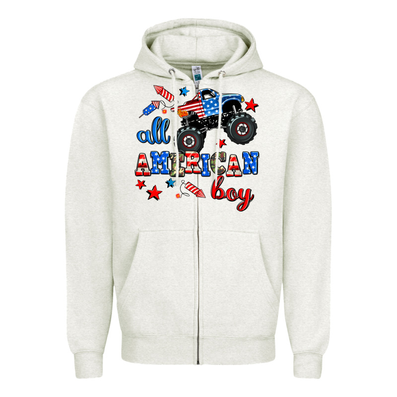 All American Boy  Monsterr Truck Zipper Hoodie by AdoDesignShop | Teevron
