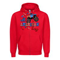 Red all american boy  monsterr truck Zipper Hoodie - AdoDesignShop