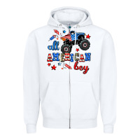 White all american boy  monsterr truck Zipper Hoodie - AdoDesignShop