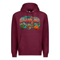 Burgundy camping vibes Premium Hoodie - NancyCooperArtShop