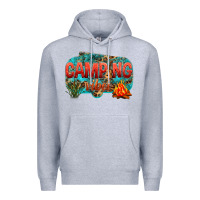 Heather Grey camping vibes Premium Hoodie - NancyCooperArtShop