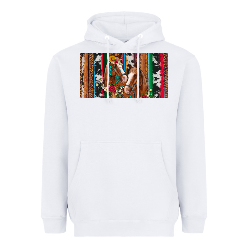 Western Horses Gemstone Horse Cowhide Leopard Floral Background Licens Heavyweight Hoodie by Artiststas | Teevron