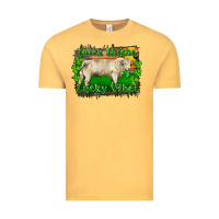 Vintage Mustard Thick Thighs Lucky Vibes Charolais Bull Vintage Tee - RanaPortraitStore