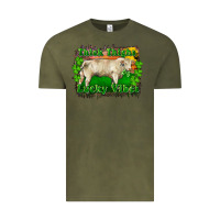 Vintage Olive Thick Thighs Lucky Vibes Charolais Bull Vintage Tee - RanaPortraitStore