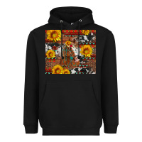 Black western horse with sunflowers and aztec leopard cowhide Heavyweight Hoodie - Artiststas