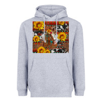 Heather Grey western horse with sunflowers and aztec leopard cowhide Heavyweight Hoodie - Artiststas