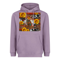 Lavender western horse with sunflowers and aztec leopard cowhide Heavyweight Hoodie - Artiststas