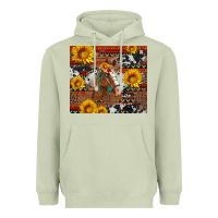 Matcha western horse with sunflowers and aztec leopard cowhide Heavyweight Hoodie - Artiststas