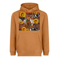 Meerkat western horse with sunflowers and aztec leopard cowhide Heavyweight Hoodie - Artiststas
