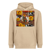 Mushroom western horse with sunflowers and aztec leopard cowhide Heavyweight Hoodie - Artiststas