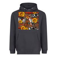 Smoke western horse with sunflowers and aztec leopard cowhide Heavyweight Hoodie - Artiststas