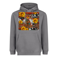 Storm western horse with sunflowers and aztec leopard cowhide Heavyweight Hoodie - Artiststas