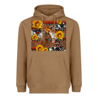 Toasted Coconut western horse with sunflowers and aztec leopard cowhide Heavyweight Hoodie - Artiststas