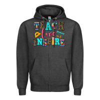 Charcoal Heather teach love inspire Zipper Hoodie - AdoDesignShop