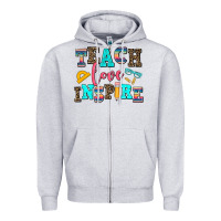 Heather Grey teach love inspire Zipper Hoodie - AdoDesignShop