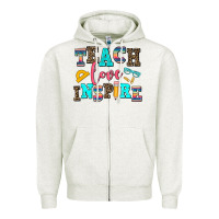 Oatmeal Heather teach love inspire Zipper Hoodie - AdoDesignShop