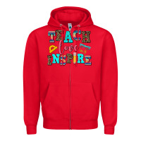 Red teach love inspire Zipper Hoodie - AdoDesignShop