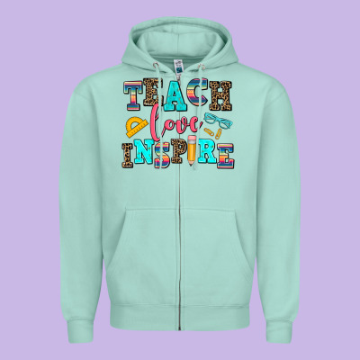 Teach Love Inspire Zipper Hoodie Designed By Adodesignshop