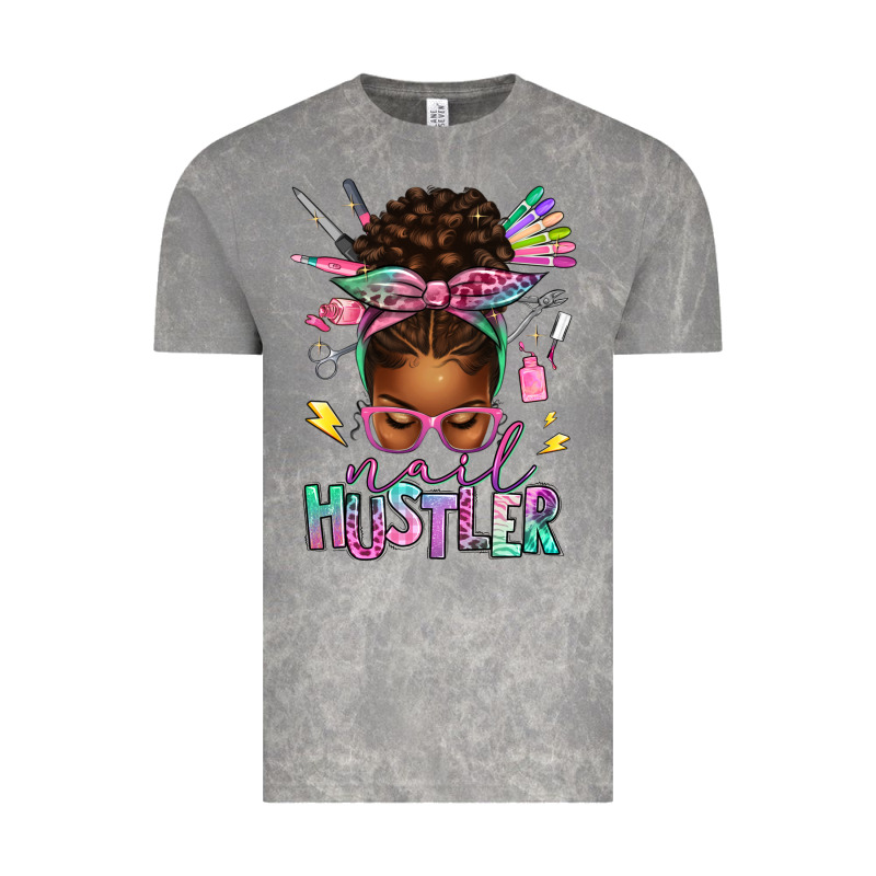 Nail Hustler Afro Messy Bun Vintage Tee by texasbilliewilder | Teevron