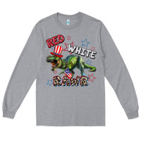 Heather Grey Red white rawr 4th of July Long Sleeve Tee - CowGirlArtShop