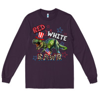 Plum Red white rawr 4th of July Long Sleeve Tee - CowGirlArtShop