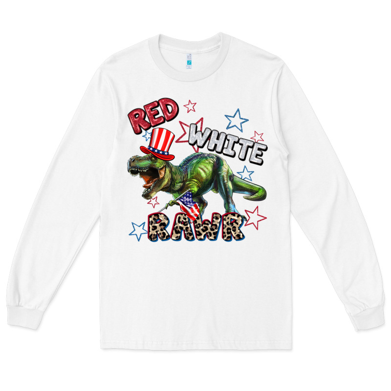 Red White Rawr 4th Of July Long Sleeve Tee by CowGirlArtShop | Teevron