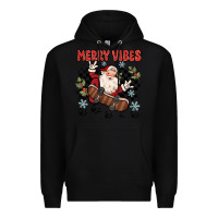 Black merry vibes ho ho ho Premium Hoodie - MaliasSmallBusiness