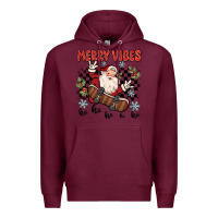 Burgundy merry vibes ho ho ho Premium Hoodie - MaliasSmallBusiness