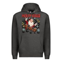 Charcoal Heather merry vibes ho ho ho Premium Hoodie - MaliasSmallBusiness