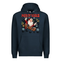 Navy merry vibes ho ho ho Premium Hoodie - MaliasSmallBusiness