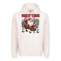 Pale Pink merry vibes ho ho ho Premium Hoodie - MaliasSmallBusiness