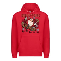 Red merry vibes ho ho ho Premium Hoodie - MaliasSmallBusiness