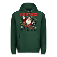 Sports Green merry vibes ho ho ho Premium Hoodie - MaliasSmallBusiness