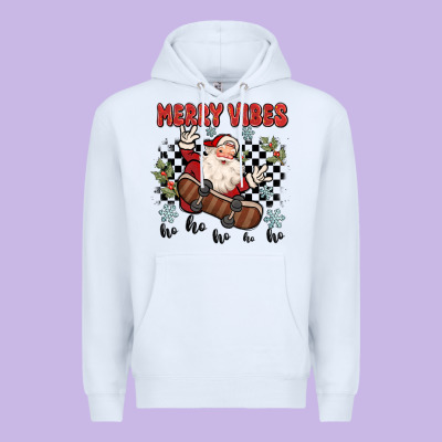 Merry Vibes Ho Ho Ho Premium Hoodie Designed By Maliassmallbusiness