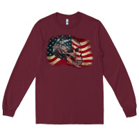 Burgundy Red white rawr 4th of July Long Sleeve Tee - CowGirlArtShop