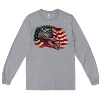 Heather Grey Red white rawr 4th of July Long Sleeve Tee - CowGirlArtShop