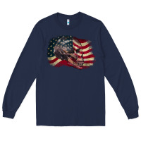 Navy Red white rawr 4th of July Long Sleeve Tee - CowGirlArtShop