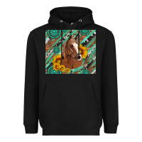 Black western horse with gemstone and sunflower Heavyweight Hoodie - Artiststas