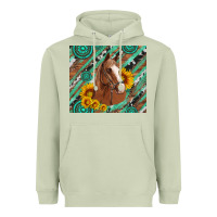 Matcha western horse with gemstone and sunflower Heavyweight Hoodie - Artiststas