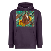 Plum western horse with gemstone and sunflower Heavyweight Hoodie - Artiststas