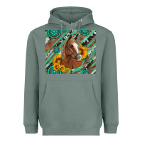 Sage western horse with gemstone and sunflower Heavyweight Hoodie - Artiststas