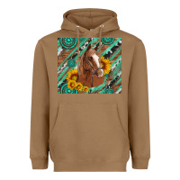 Toasted Coconut western horse with gemstone and sunflower Heavyweight Hoodie - Artiststas