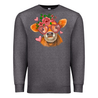 Charcoal Heather valentines day orange cow Premium Sweatshirt - Jasminsmagicworld