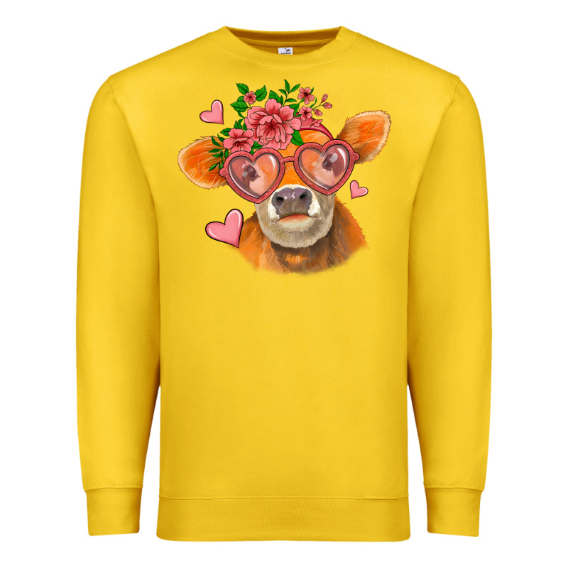 Valentines Day Orange Cow Premium Sweatshirt by Jasminsmagicworld | Teevron