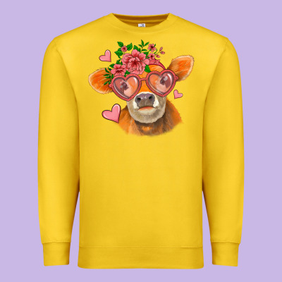 Valentines Day Orange Cow Premium Sweatshirt Designed By Jasminsmagicworld