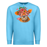 Ocean Blue valentines day orange cow Premium Sweatshirt - Jasminsmagicworld
