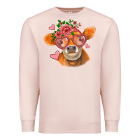 Pale Pink valentines day orange cow Premium Sweatshirt - Jasminsmagicworld