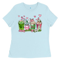 Baby Blue botanic coffee cups Ladies Tee - AdoDesignShop