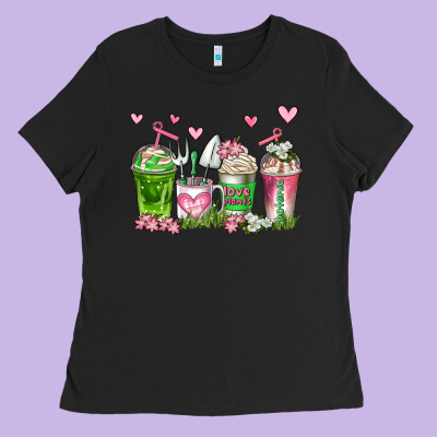 Botanic Coffee Cups Ladies Tee Designed By Adodesignshop