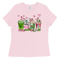 Bubblegum Pink botanic coffee cups Ladies Tee - AdoDesignShop
